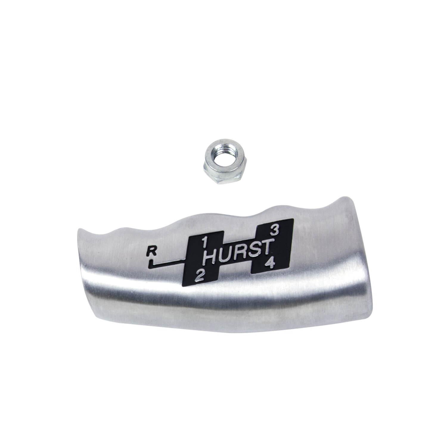 Hurst Shifter T-Handles 1535000 Shift Knob, T-Handle, Aluminum, Brushed, 4-Speed Pattern Upper Left Reverse Location with Logo, 3/8 in.-16 Thread, Manual Transmission, Each thumbnail 3
