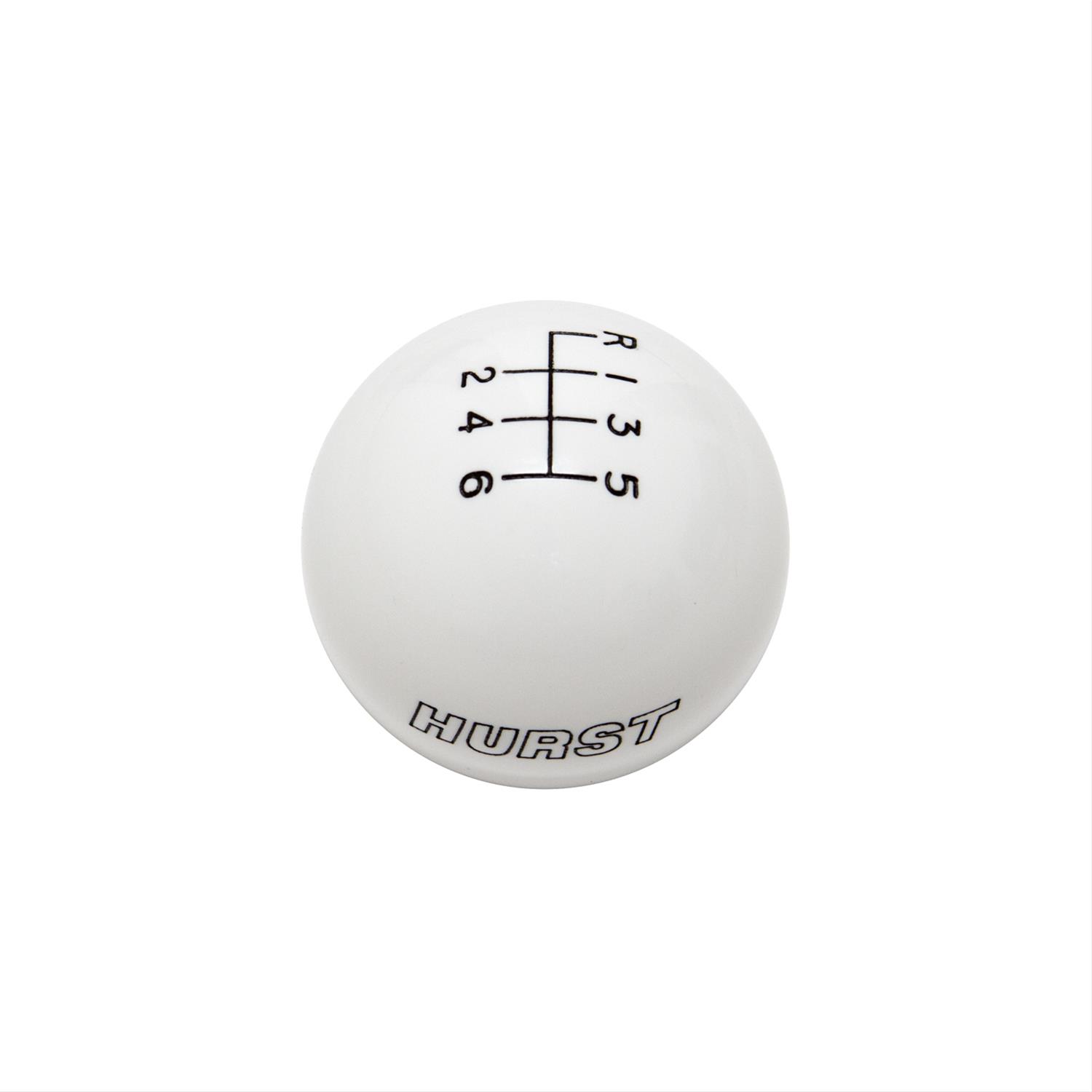 Hurst Classic Shift Knobs 1630225 Knobs, Classic, Round Style, Plastic, White, Manual 6-speed/Hurst Logo, Thread On M12 x 1.25mm Attachment, Manual, Ford, Each thumbnail 2