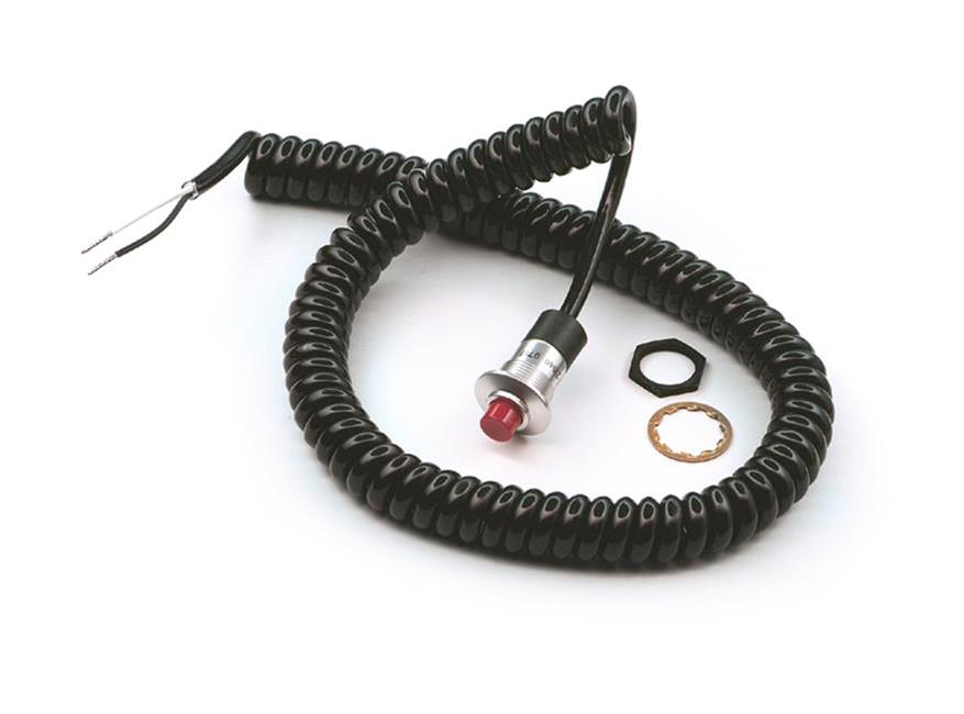 Hurst Roll Control Button Switches 2483880 Switch, Push Button, Momentary, Launch, Nitrous, Trans-Brake, Plastic, Red, 10 Amps, with Spiral Cord, Each