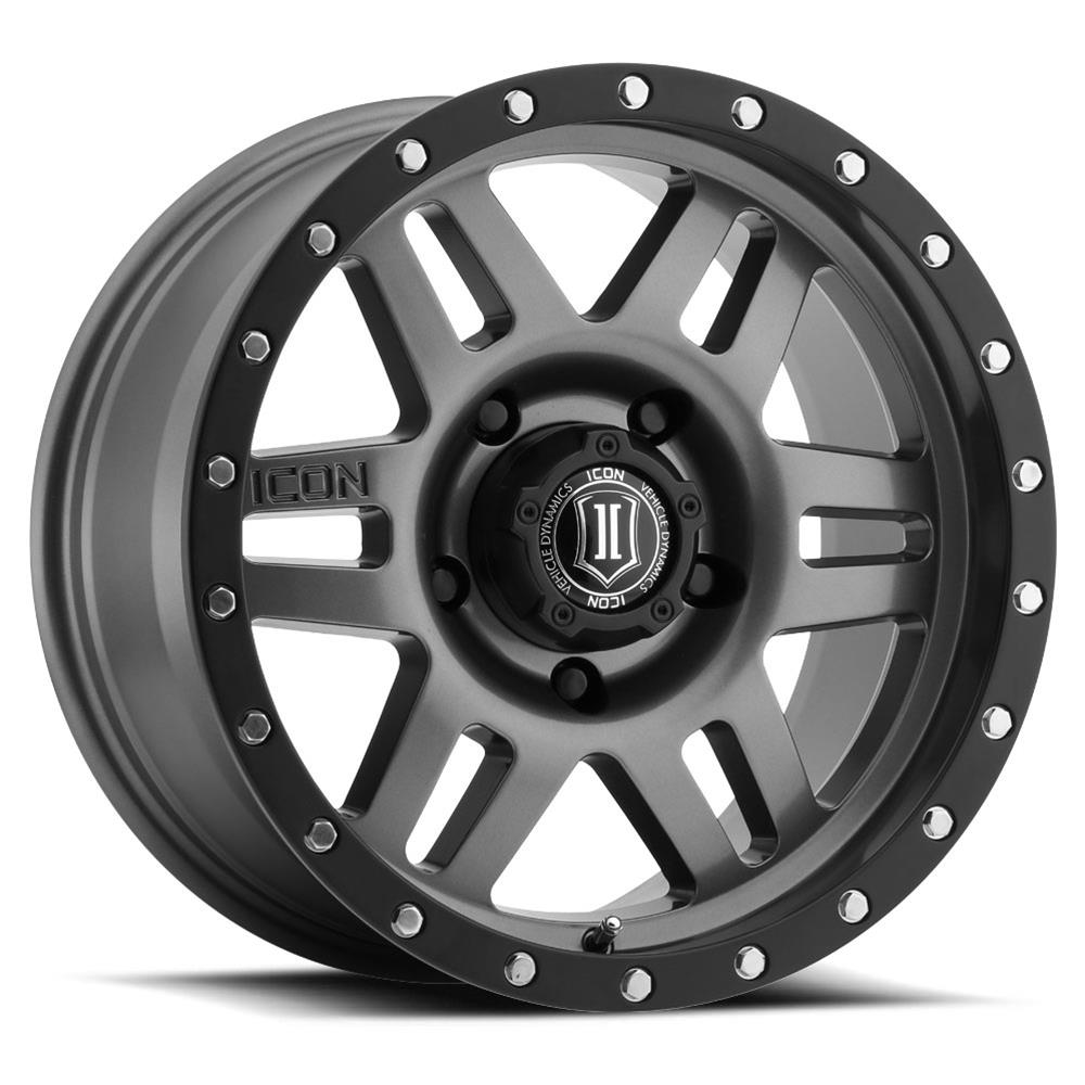 ICON Six Speed 17x8.5 6x135 6mm Offset 5in BS 94mm Bore Gun Metal Wheel