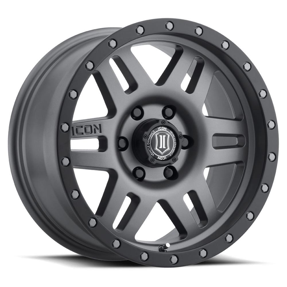 ICON Six Speed 17x8.5 5x5 -6mm Offset 4.5in BS 94mm Bore Titanium Wheel thumbnail 2