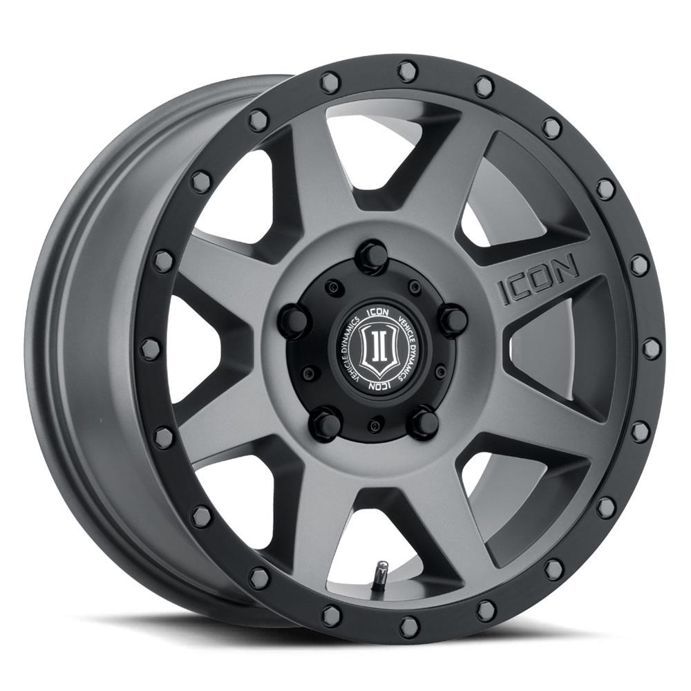 ICON Rebound 18x9 6x135 6mm Offset 5.25in BS 87.1mm Bore Titanium Wheel thumbnail 2