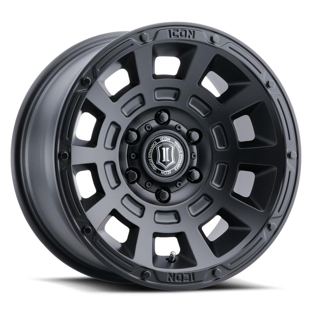 Icon Alloys Thrust Satin Black Wheels 17x8.5 Wheel, THRUST, 17 x 8.5, Aluminum, Black, 6 x 5.5 in. Bolt Pattern, +25mm Offset, 5.75 in. Backspace, Each thumbnail 8