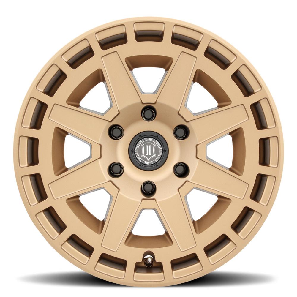 ICON Compass 17x8.5 5x5 -6mm Offset 4.5in BS Satin Brass Wheel thumbnail 2