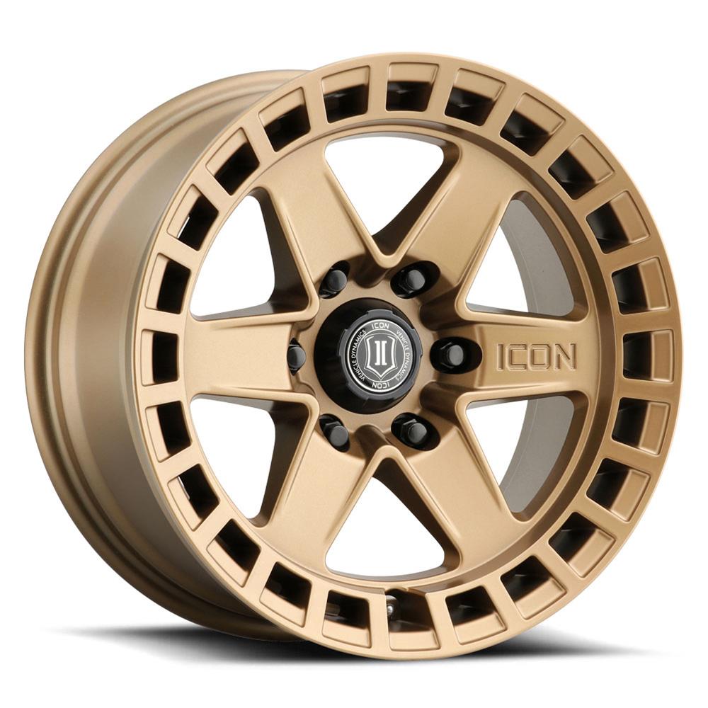 ICON Raider 17x8.5 6x120 0mm Offset 4.75in BS Satin Brass Wheel thumbnail 2