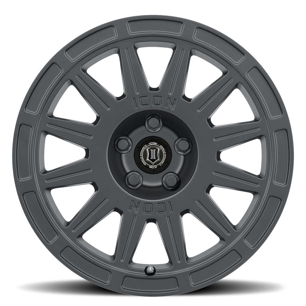 ICON Ricochet 15x7 5x100 15mm Offset 4.6in BS 56.1mm Bore Satin Black Wheel thumbnail 2