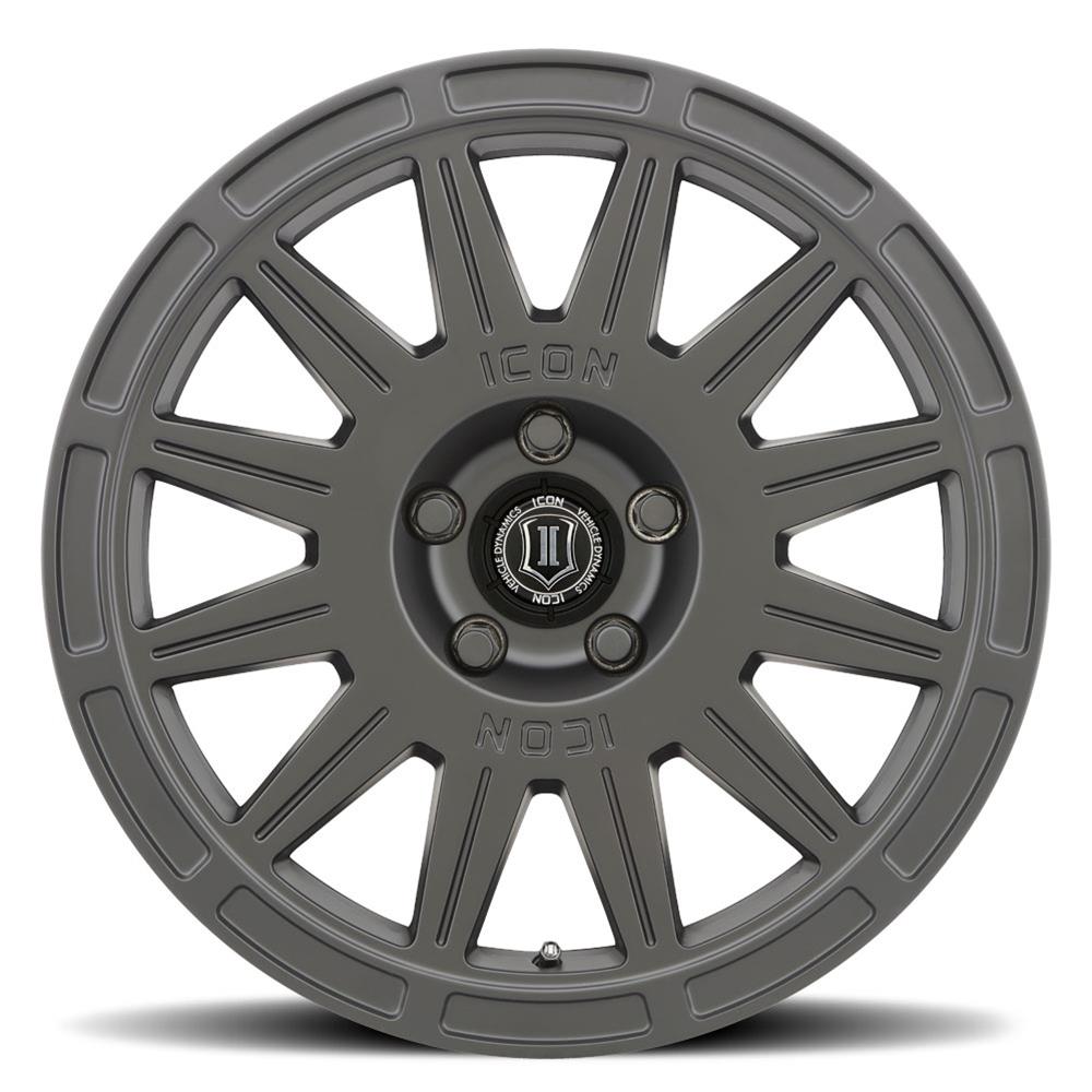 ICON Ricochet 17x8 5x108 38mm Offset 6in BS Satin Black Wheel thumbnail 2