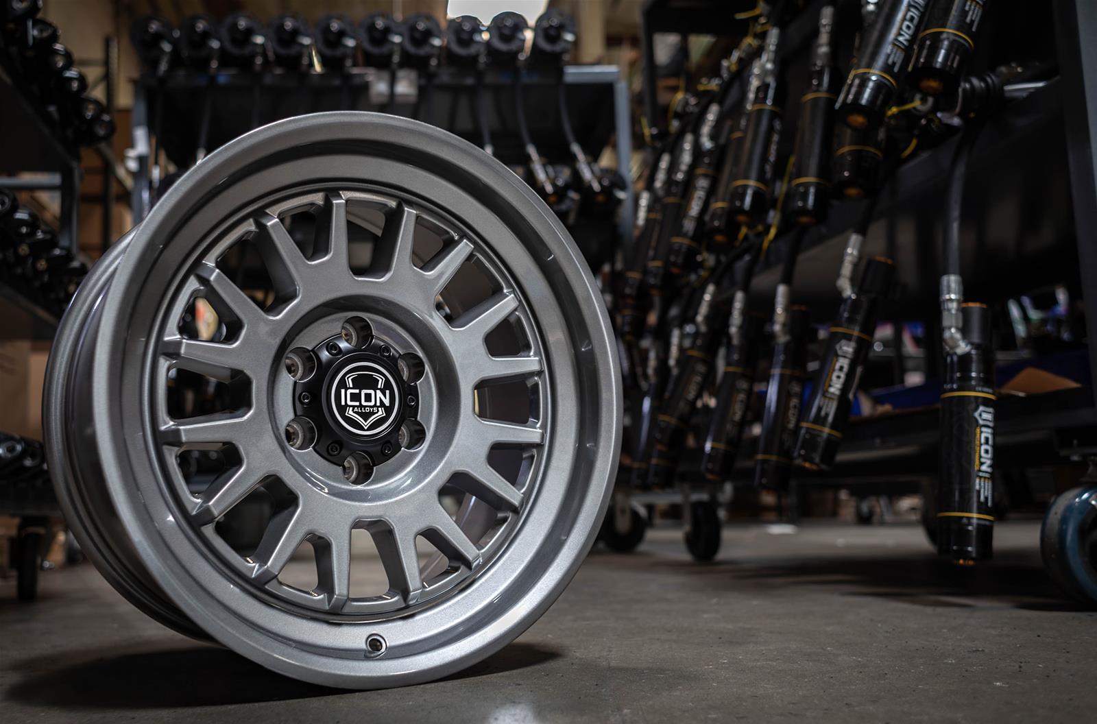 ICON Anza 17x8.5 6x5.5 0mm Offset 4.75in BS 106.1mm Hub Bore Gun Metal Wheel thumbnail 4