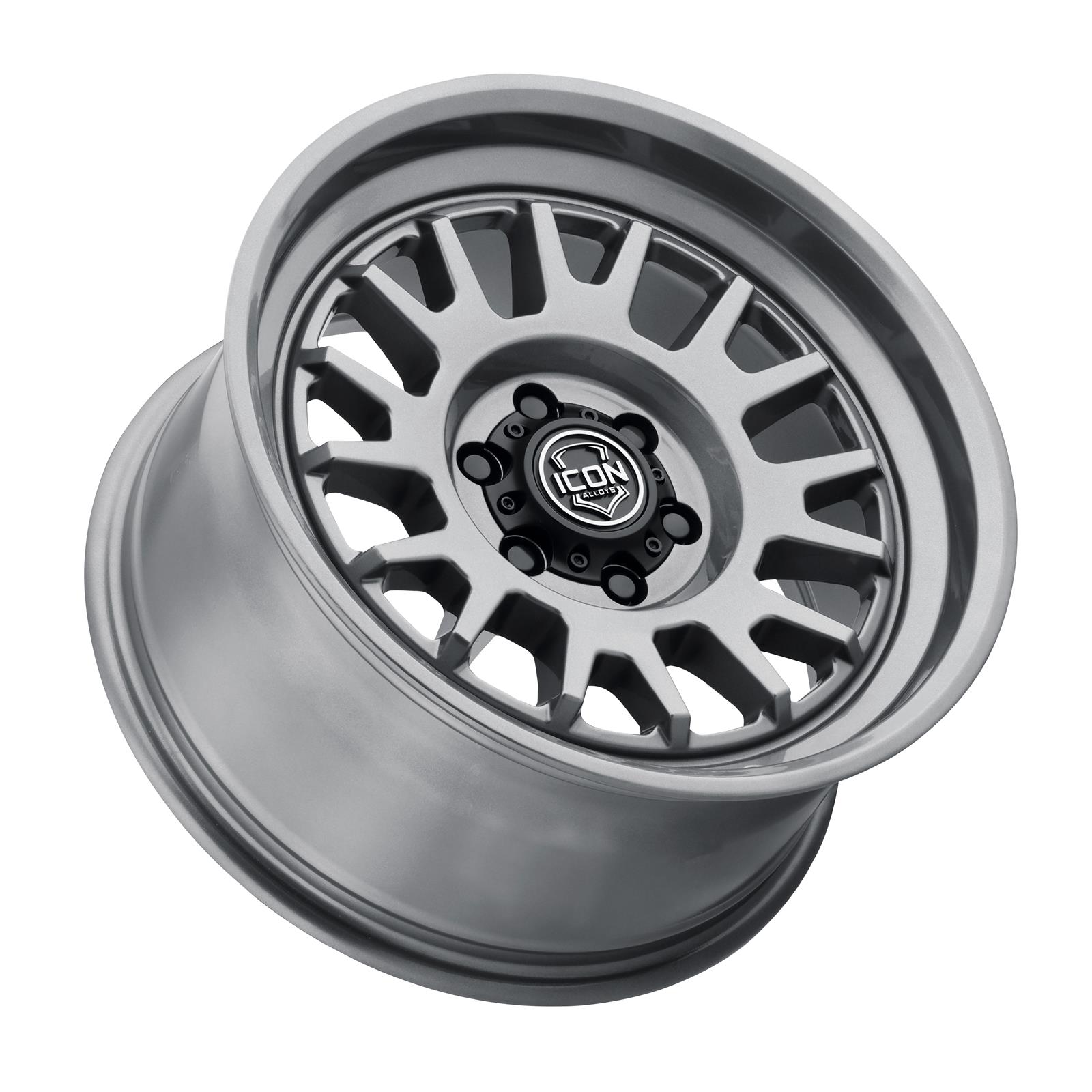 ICON Anza 17x8.5 6x5.5 0mm Offset 4.75in BS 106.1mm Hub Bore Gun Metal Wheel thumbnail 3