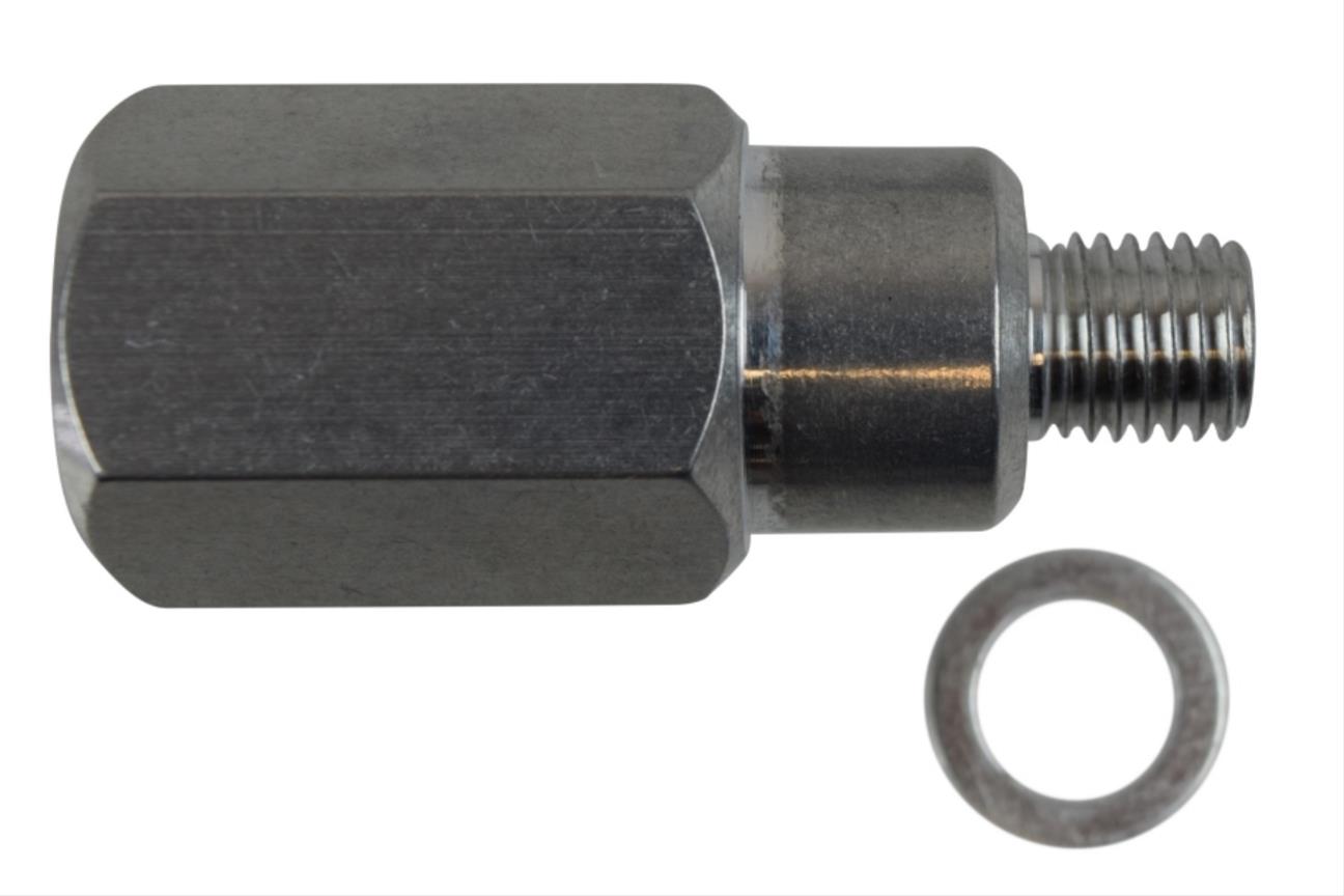 ICT Billet Gauge Adapters 551149 Adapters, Straight Fitting, Aluminum, Natural, M12 x 1.5 Male Threads, 1/2 in. NPT Female Threads, Chevrolet, LS, Each thumbnail 2