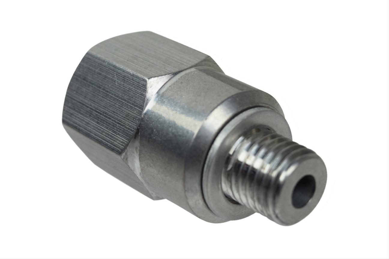 ICT Billet Gauge Adapters 551159 Adapter, Straight, Aluminum, Natural, M12 x 1.5 Male Threads, 1/8 in. NPT Female Threads, Each