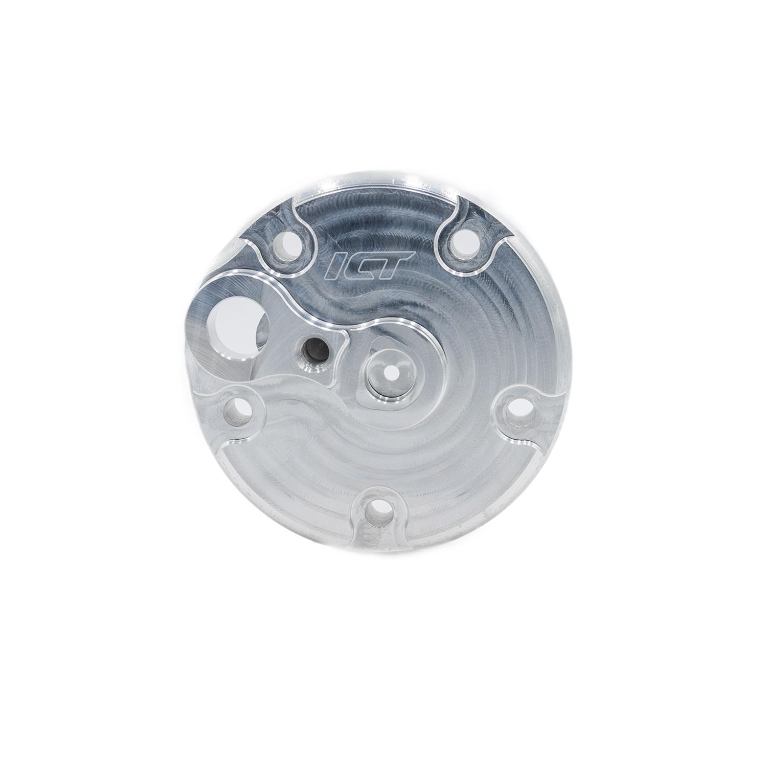 ICT Billet Air Conditioning Compressor Covers 551194-5P Sanden 508 Rear Cover to Use with R4 Hoses