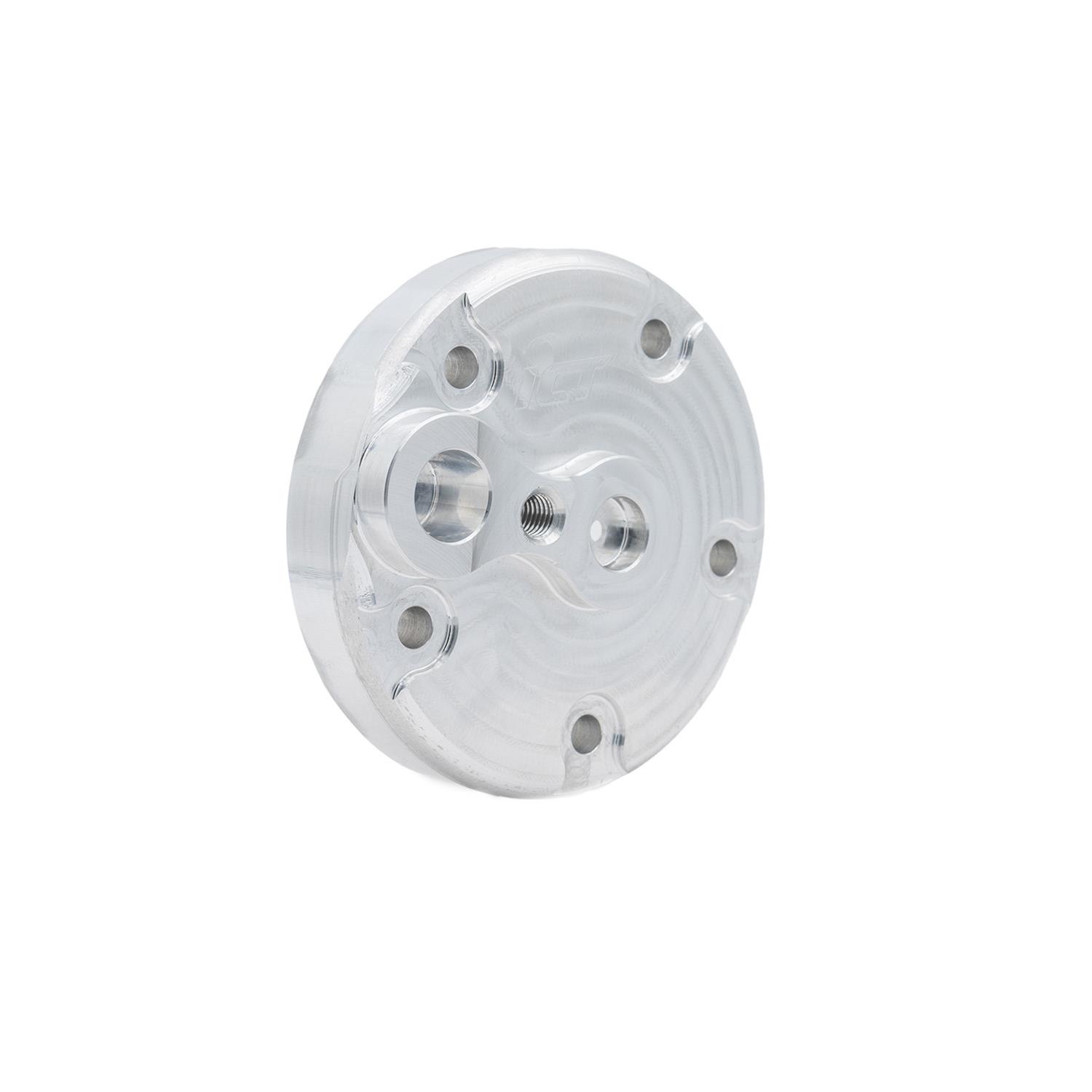 ICT Billet Air Conditioning Compressor Covers 551194-5P Sanden 508 Rear Cover to Use with R4 Hoses thumbnail 5