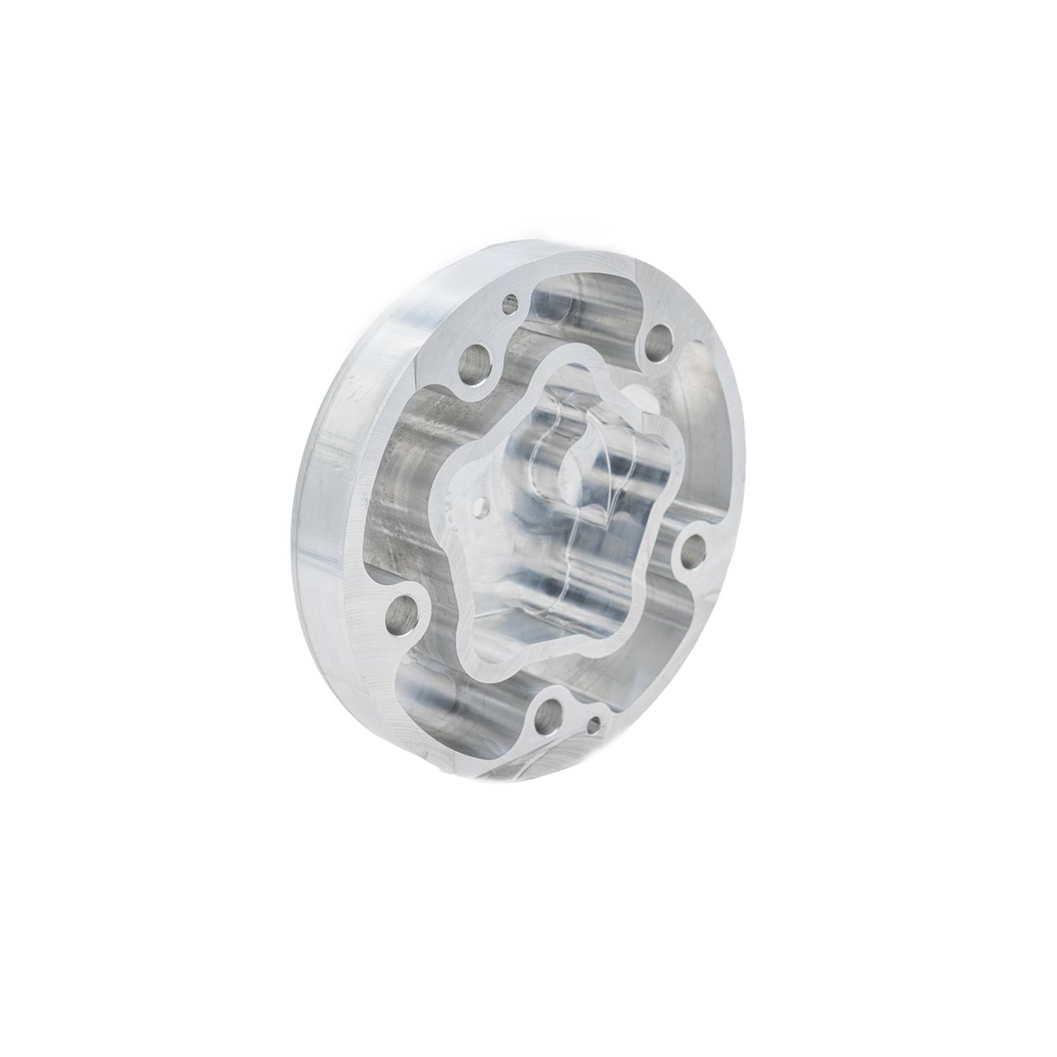 ICT Billet Air Conditioning Compressor Covers 551194-5P Sanden 508 Rear Cover to Use with R4 Hoses thumbnail 3