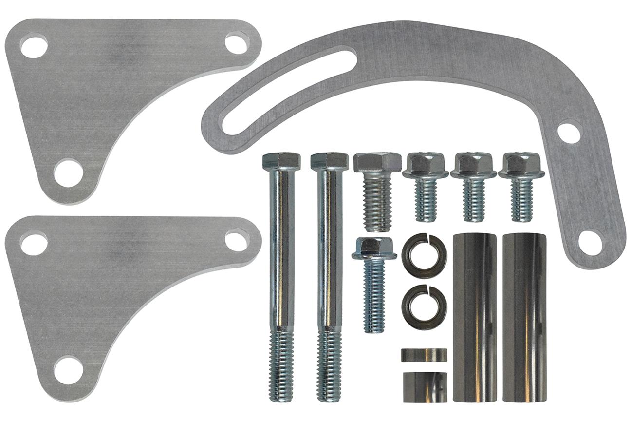 ICT Billet Power Steering Brackets 551497 Brackets, Saginaw P Series, Left Side, Engine Block Mount, Aluminum, Natural, Long Water Pump Style, Chevy, 7.4L, Kit thumbnail 5