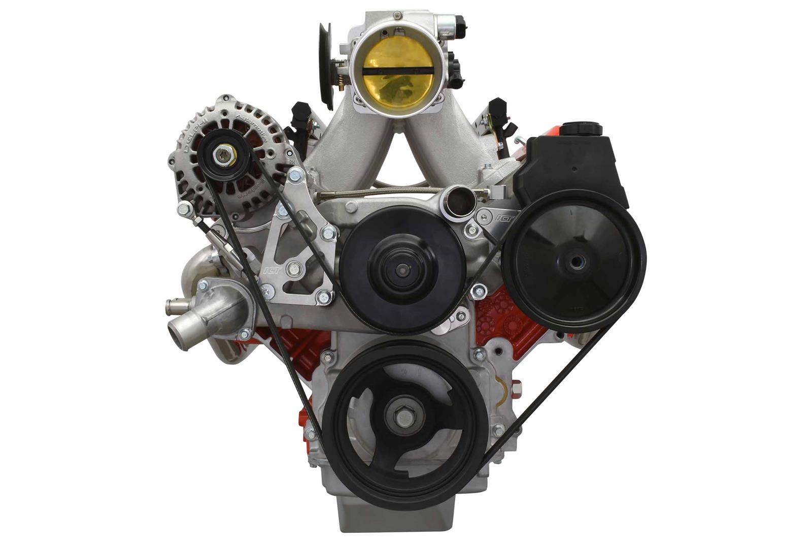 ICT Billet Alternator/Power Steering Bracket Kits 551498LS0-3 Alternator and Power Bracket, Aluminum, Turnbuckle Tensioner, LS3 Camaro and Truck Water Pumps, Kit thumbnail 7