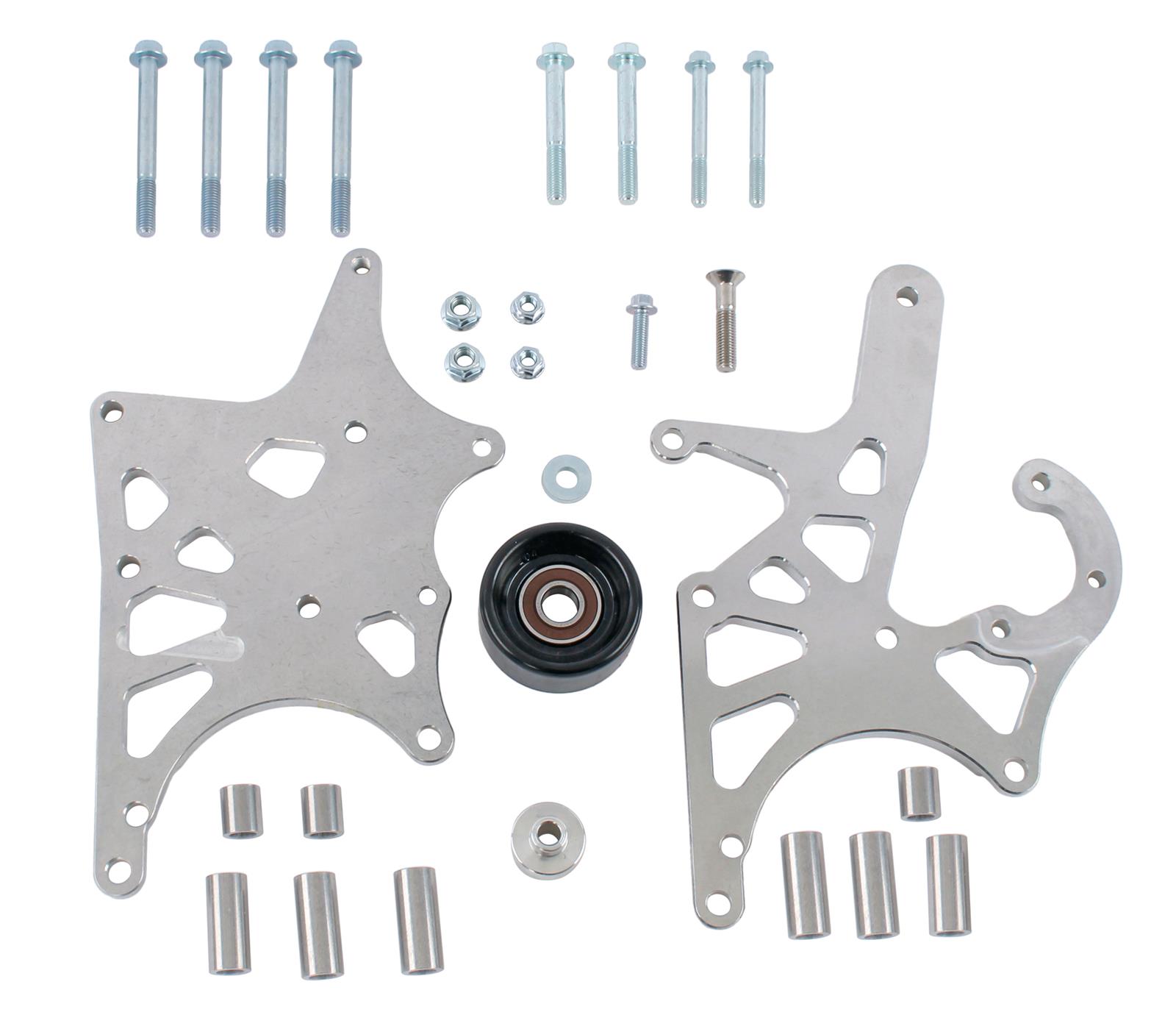ICT Billet Alternator/Power Steering Bracket Kits 551521X-2 Alternator and Power Brackets Kits, Camaro/GTO Mount, Aluminum, Natural, Driver Side, Chevy, Small Block LS, Kit