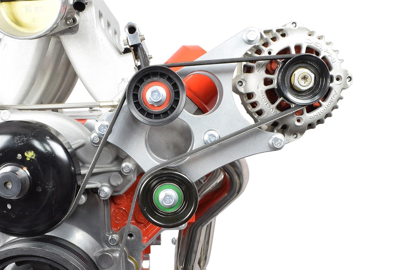 ICT Billet Alternator Brackets 551566-3 Bracket, Upper/Lower Bracket, Aluminum, Natural, Cylinder Head Mount, Driver Side High Mount, Chevy, LS, Kit thumbnail 4