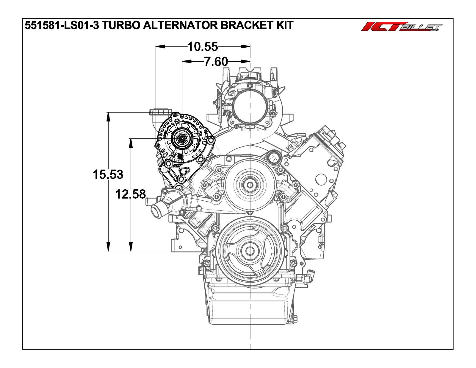 ICT Billet 551587-LS01-3 ICT Billet Alternator Brackets | Summit