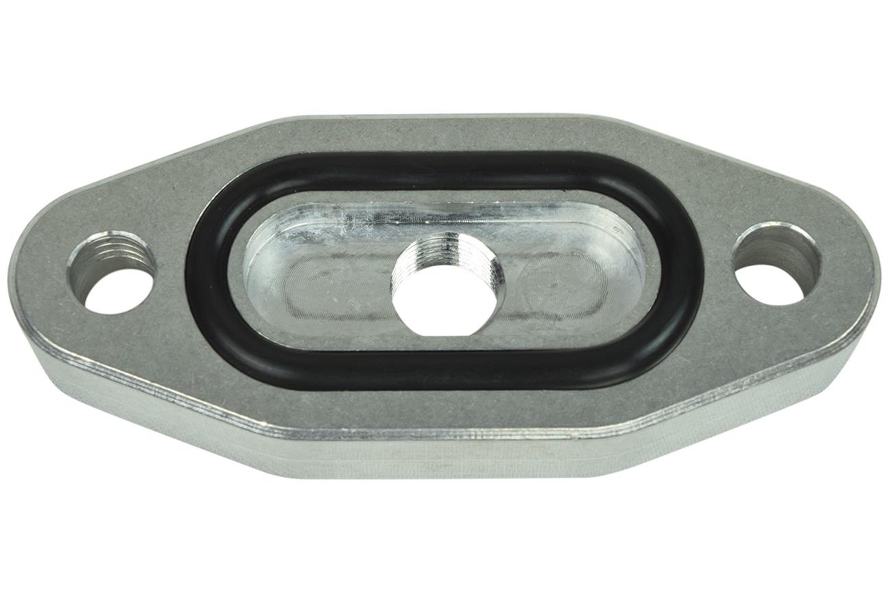 ICT Billet Turbocharger Oil Pan Adapter Flanges 551608 Feed Line Adapters, Feed Type, Stock Size, Bolt On, Aluminum, Natural, GM LS, Kit thumbnail 2