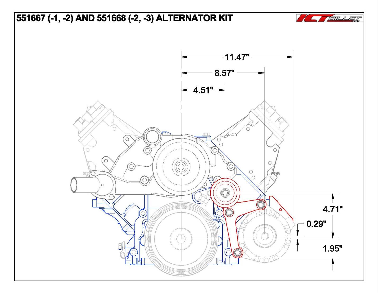 ICT Billet 551667-2 ICT Billet Alternator Brackets | Summit