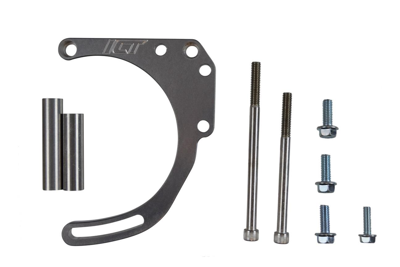 ICT Billet Alternator Brackets 551672 Bracket, Upper/Lower Bracket, Aluminum, Natural, Cylinder Head Mount, Passenger Side Mid Mount, Long Pump, SBC, Kit