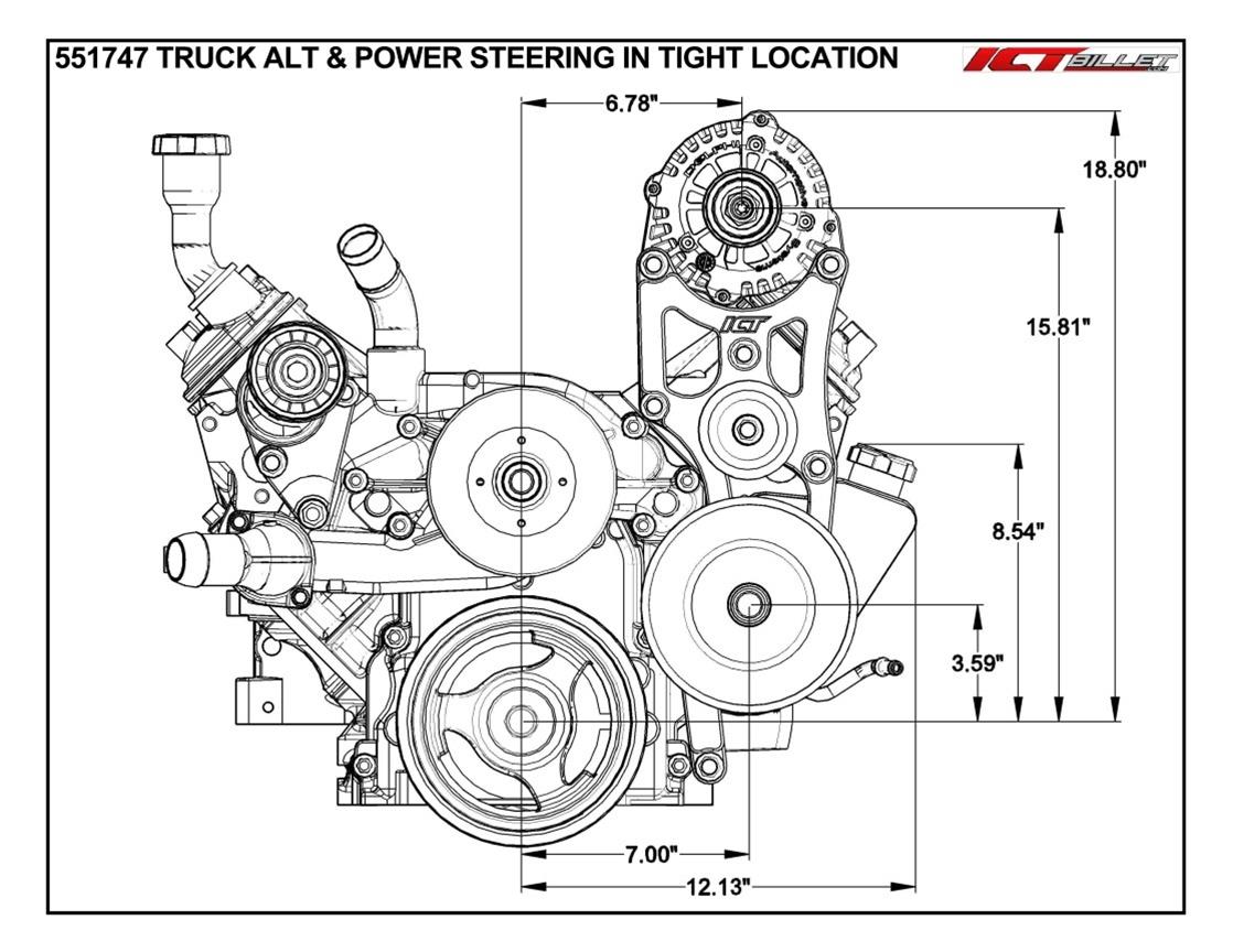 ICT Billet 551747 ICT Billet Alternator/Power Steering Bracket