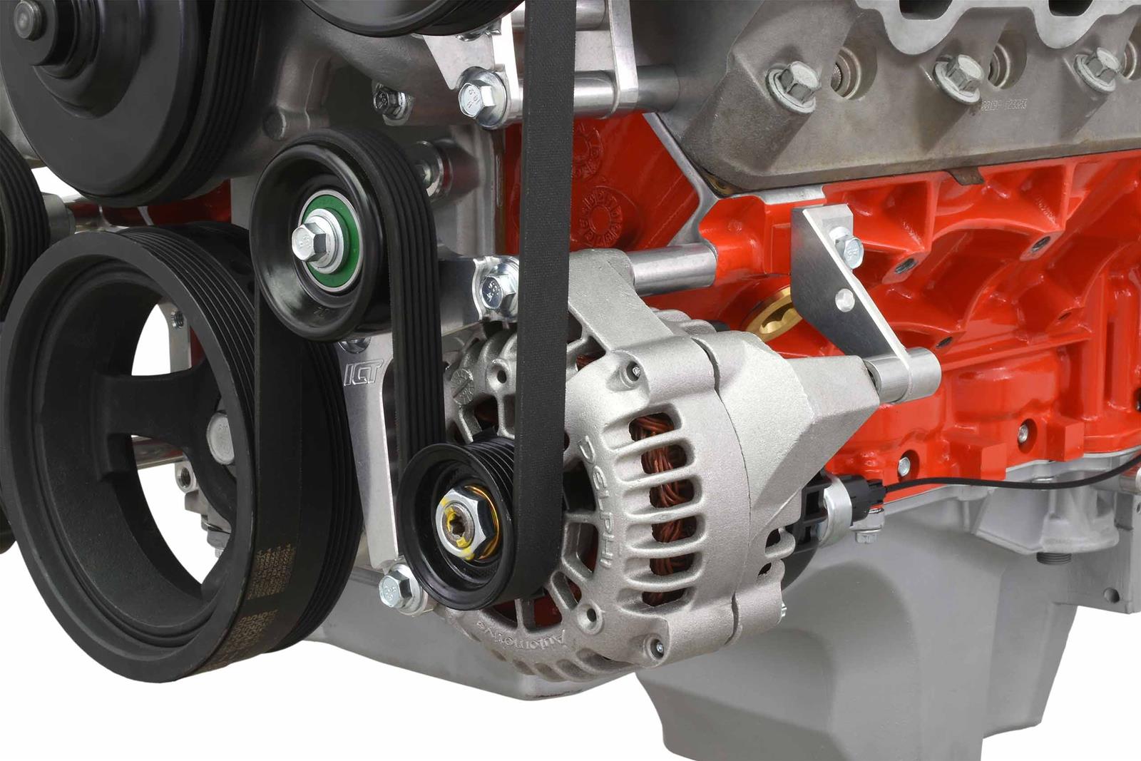 ICT Billet Alternator/Power Steering Bracket Kits 551778LS0-3 Power Brackets, Kits, Saginaw P, Left Side, Cylinder Head Mount, Aluminum, Serpentine, Chevrolet, LS, Kit thumbnail 3