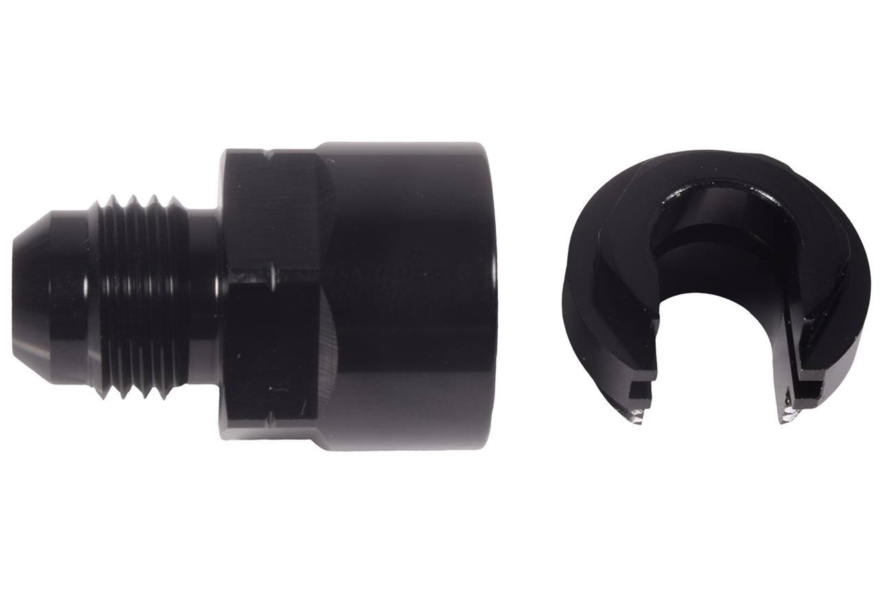 ICT Billet Fuel Rail Adapter Fittings AN809-02B Fitting, Line Adapter, Straight, Black Anodized, 3/8 in. Female Quick-connect, -6 AN Male Threads, Each thumbnail 4