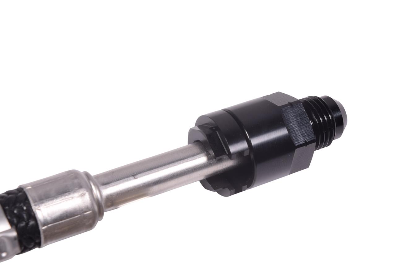 ICT Billet Fuel Rail Adapter Fittings AN809-02B Fitting, Line Adapter, Straight, Black Anodized, 3/8 in. Female Quick-connect, -6 AN Male Threads, Each thumbnail 3