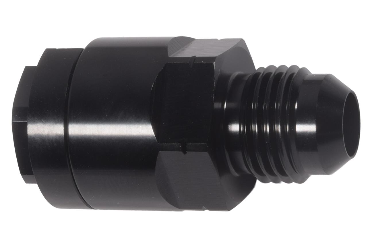 ICT Billet Fuel Rail Adapter Fittings AN809-02B Fitting, Line Adapter, Straight, Black Anodized, 3/8 in. Female Quick-connect, -6 AN Male Threads, Each