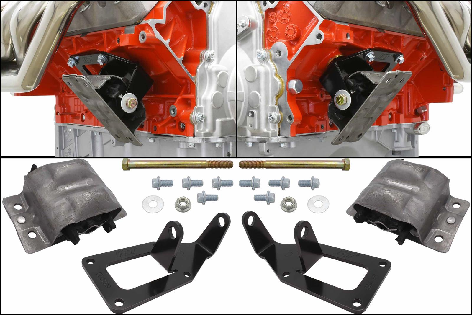 ICT Billet Motor Mounts and Inserts EM-LS-3XBDY Engine Mount 1973 - 1979 3rd Gen X Body LS Engine Mount Kit