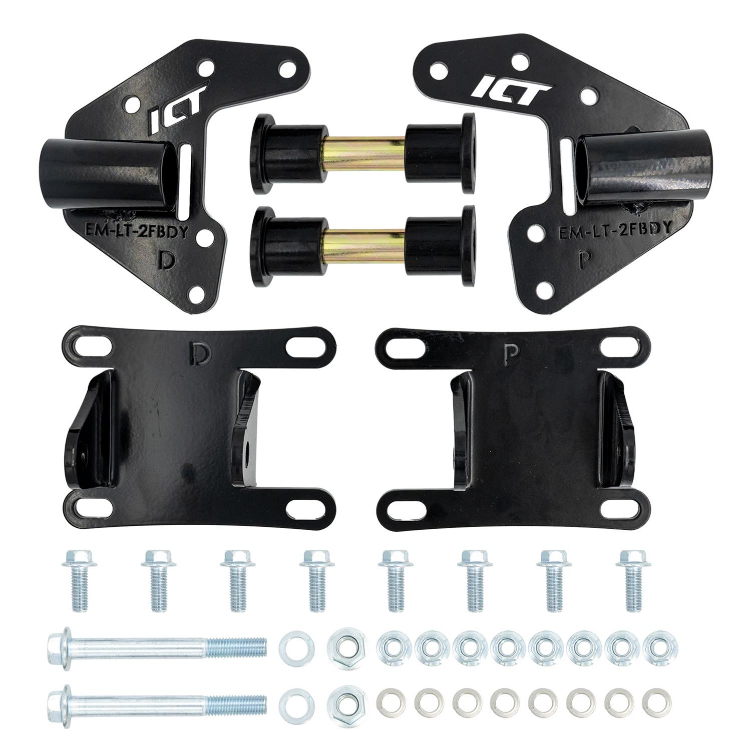 ICT Billet Motor Mounts and Inserts EM-LT-2FBDY 1970-1981 Chevy F Body Camaro - LT Swap Engine Mount Kit L83 LT1 thumbnail 4