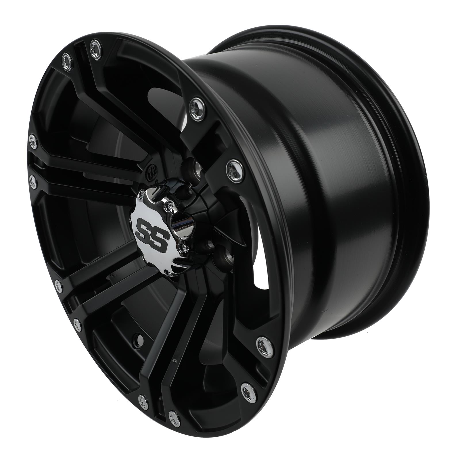 ITP SS212 Black Alloy Wheels 12x7 Wheel, SS212, Aluminum, Matte Black, 12 in. x 7.0 in., 4 x 110mm Bolt Circle, 5.00 in. Backspace, Each