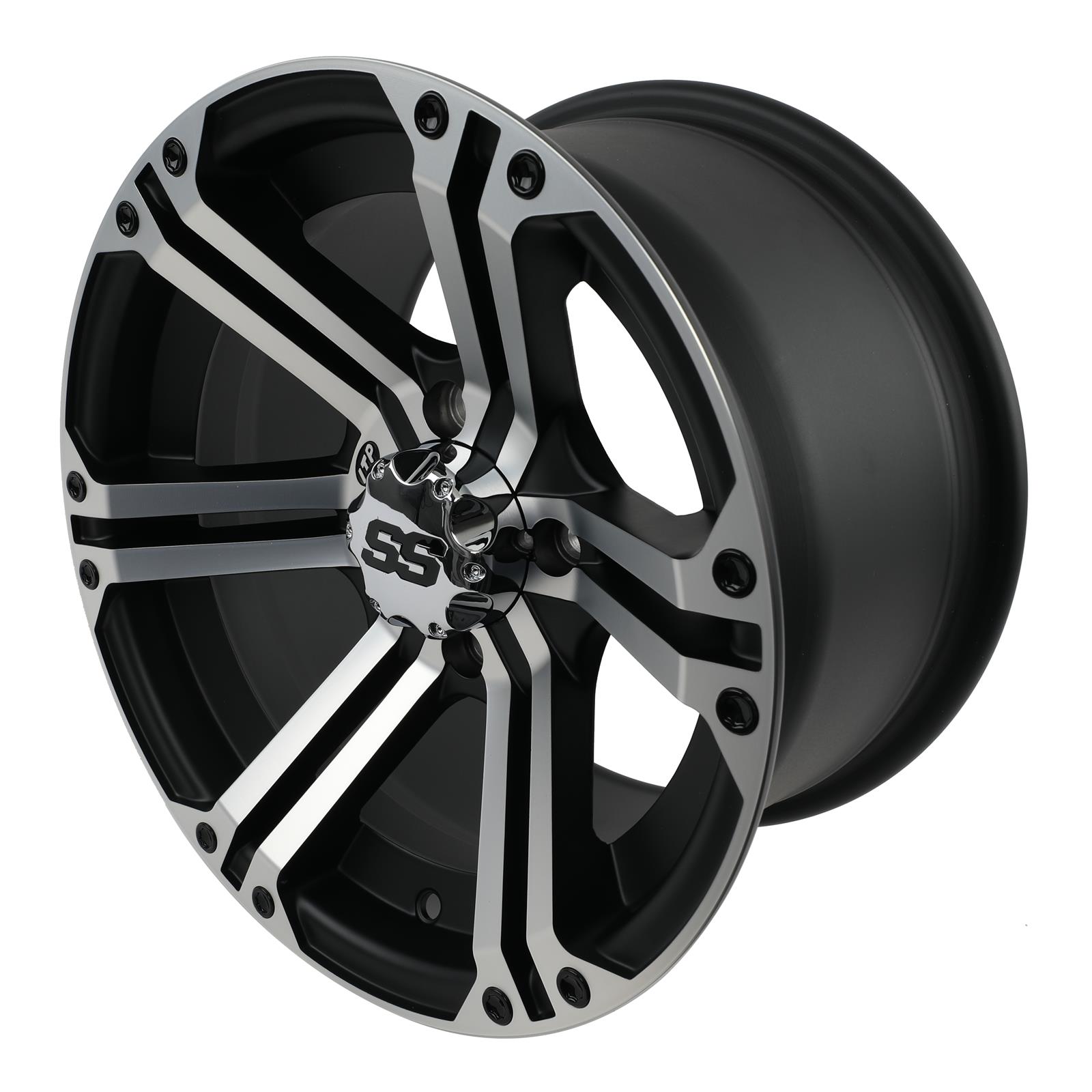 ITP SS212 Black Machined Alloy Wheels 14x8 Wheel, SS212, Aluminum, Machined, Accents, 14 in. x 8.0 in., 4 x 110mm Bolt Circle, 5.00 in. Backspace, Each