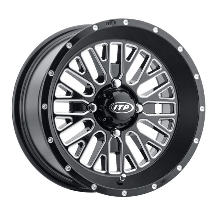ITP Momentum Black Wheels with Milled Accents 15x7 MOMENTUM WHEEL BLK/MCH, 15x7, 4/156, 5+2 (+30mm)
