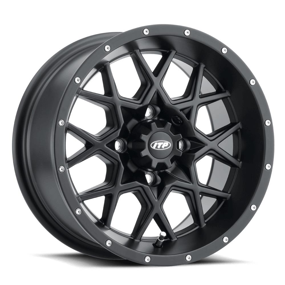 ITP Hurricane 18x6.5 / 4x156 BP / 4+2.5 Offset Gloss Black w/ Milled Edges Wheel