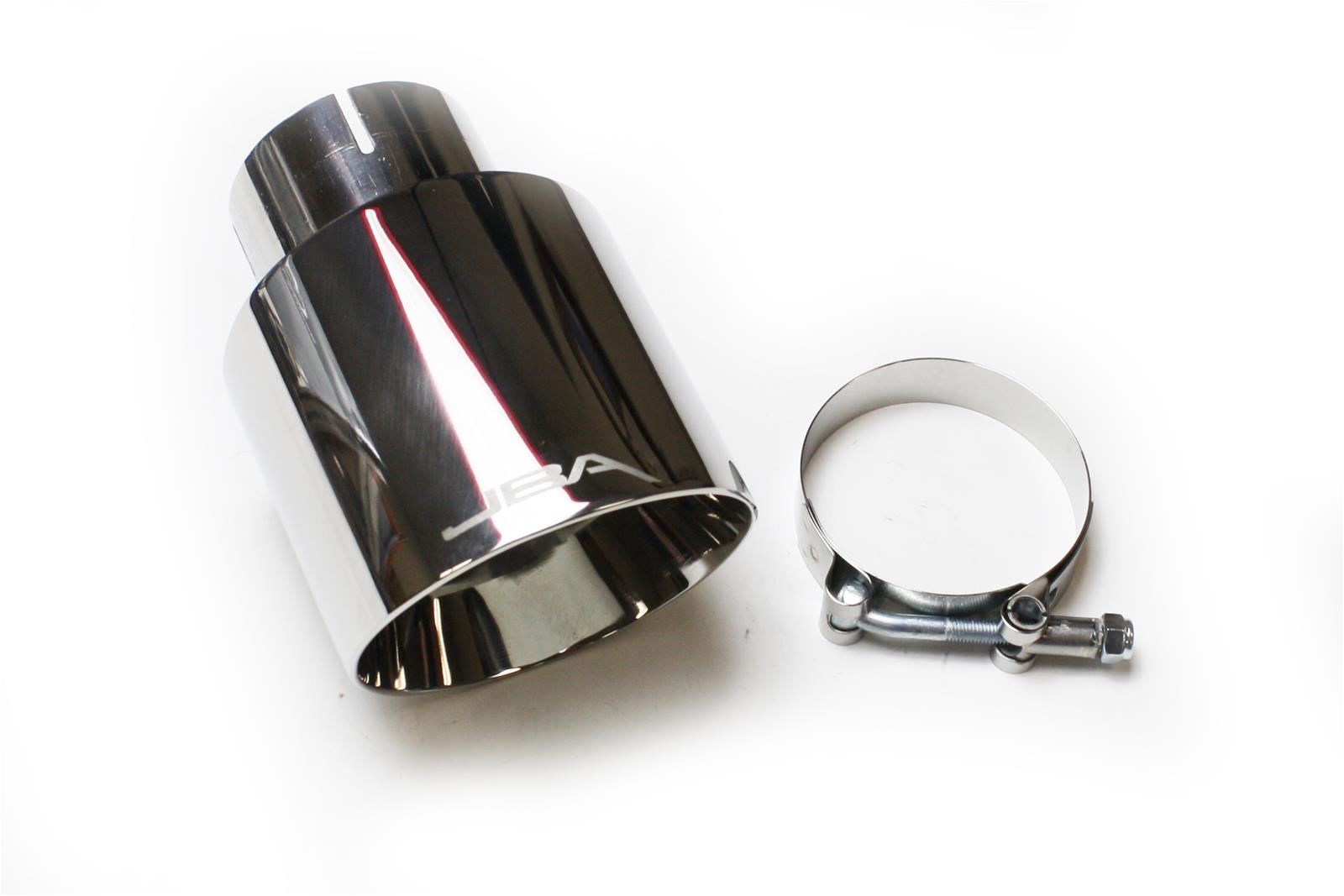 JBA 2.5in x 4in x 5-3/4in Double Wall Polished Chrome Tip - Clamp On thumbnail 2