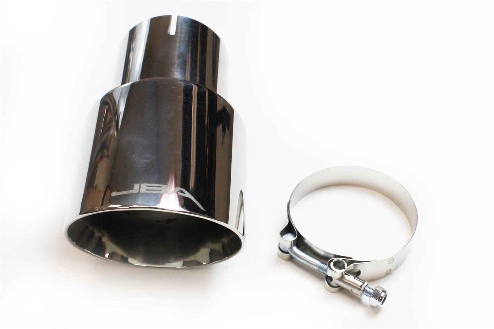 JBA 3in x 4in x 7-1/4in Double Wall Polished Chrome Tip - Clamp On thumbnail 2