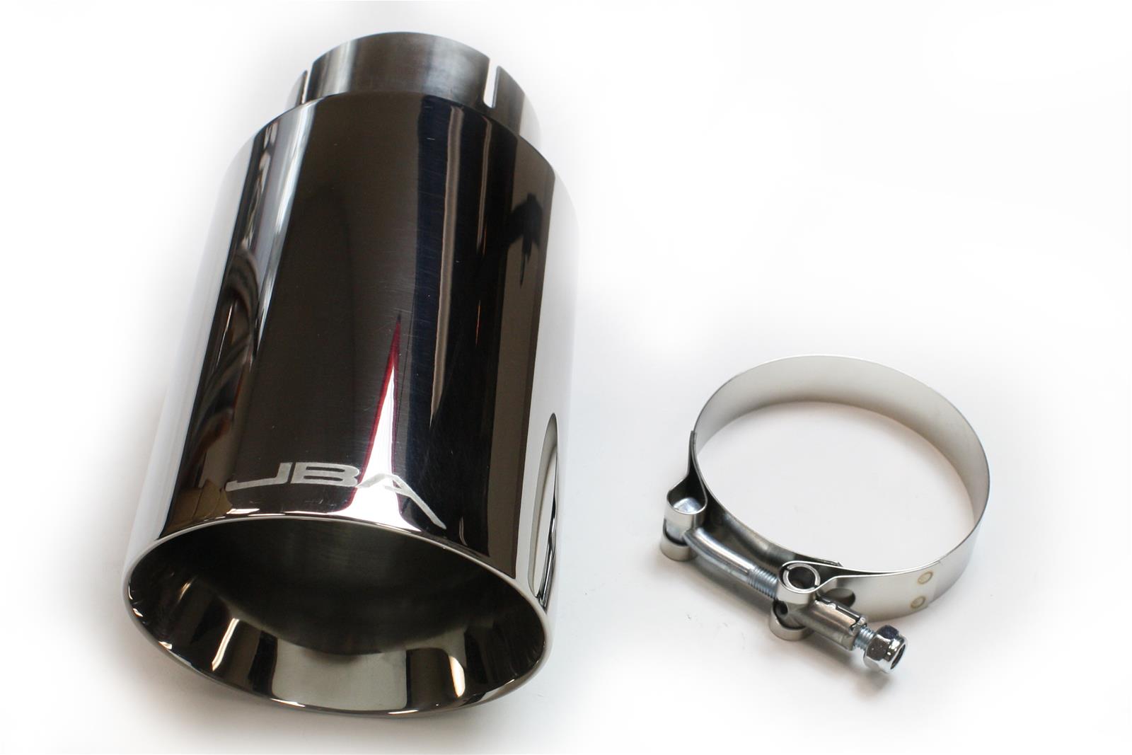 JBA 2.5in x 4.5in x 8 1/4in Double Wall Polished Chrome Tip - Clamp On thumbnail 2