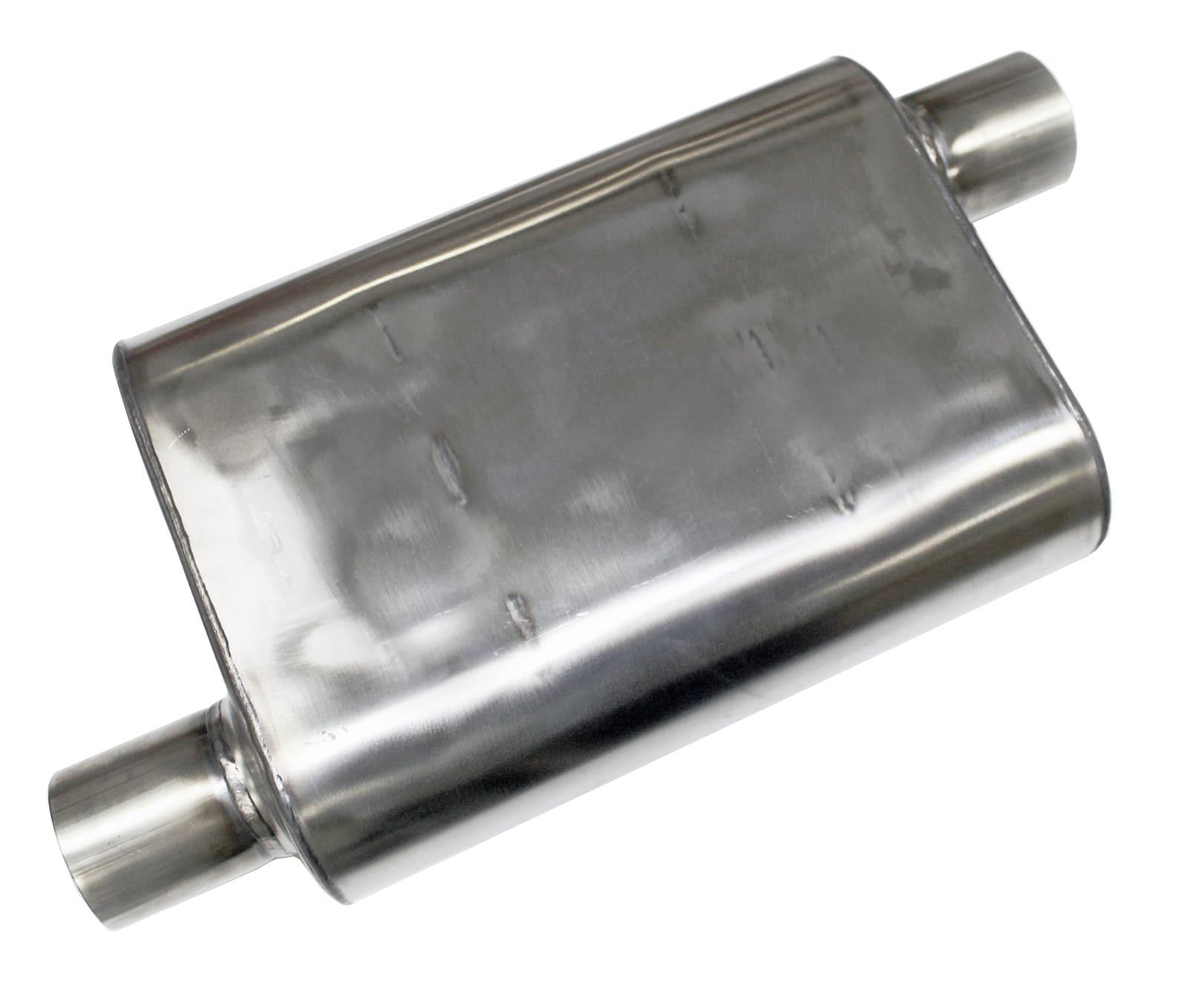 JBA Universal Chambered Style 304SS Muffler 13x9.75x4 2.5in Inlet Diameter Offset/Offset