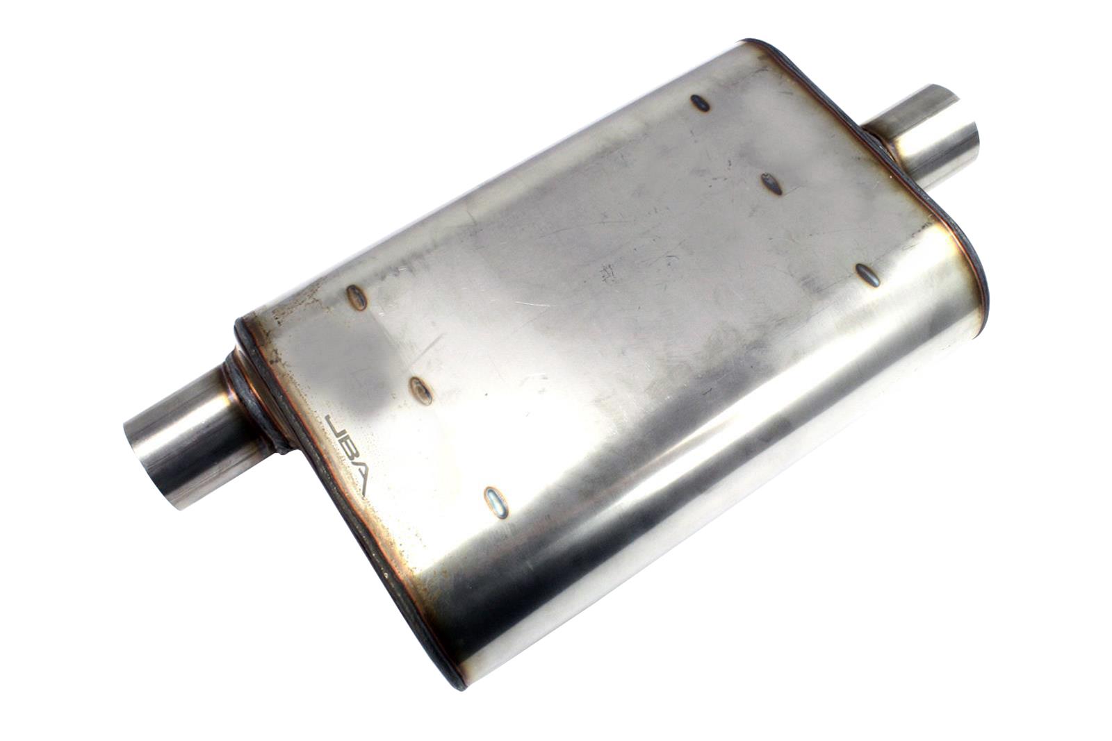 JBA Universal Chambered Style 304SS Muffler 13x9.75x4 2.5in Inlet Diameter Offset/Center
