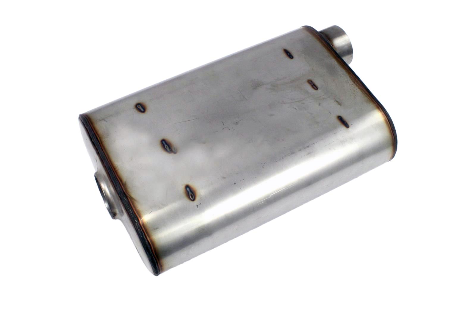 JBA Universal Chambered Style 304SS Muffler 14x9.75x4 2.5in Inlet Diameter Offset/Offset