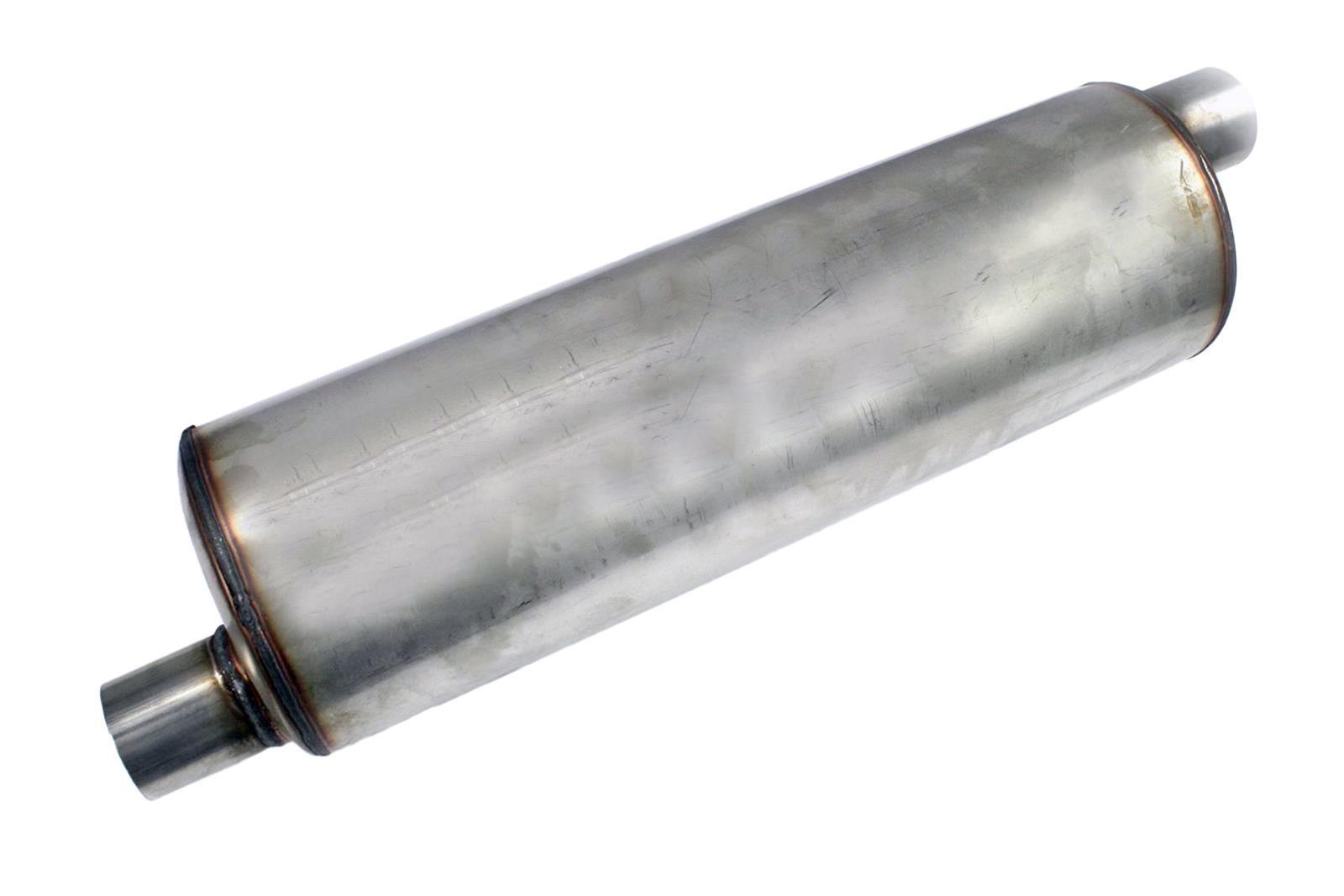 JBA Universal Chambered 304SS Muffler 22in x 7in Round 2.5in Offset/Offset