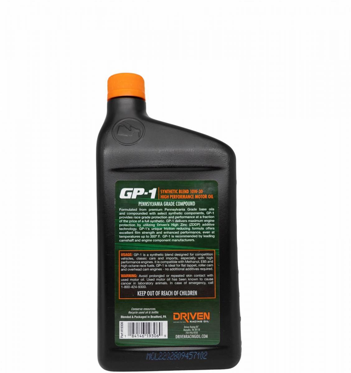 Driven Racing Oil GP-1 Semi-Synthetic 10w30 Driven Racing Oil GP-1 Semi-Synthetic 10w30