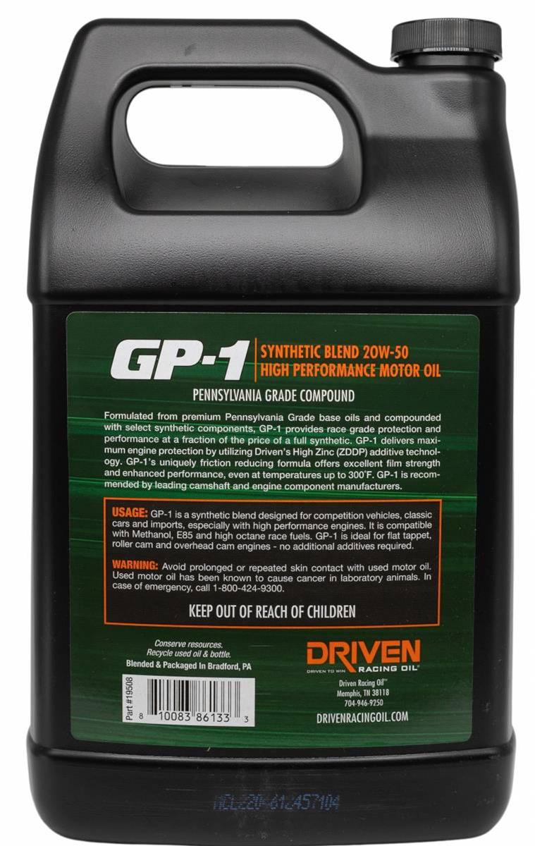 Driven Racing Oil GP-1 20W-50 Synthetic Blend Motor Oil – 12 Quart Case