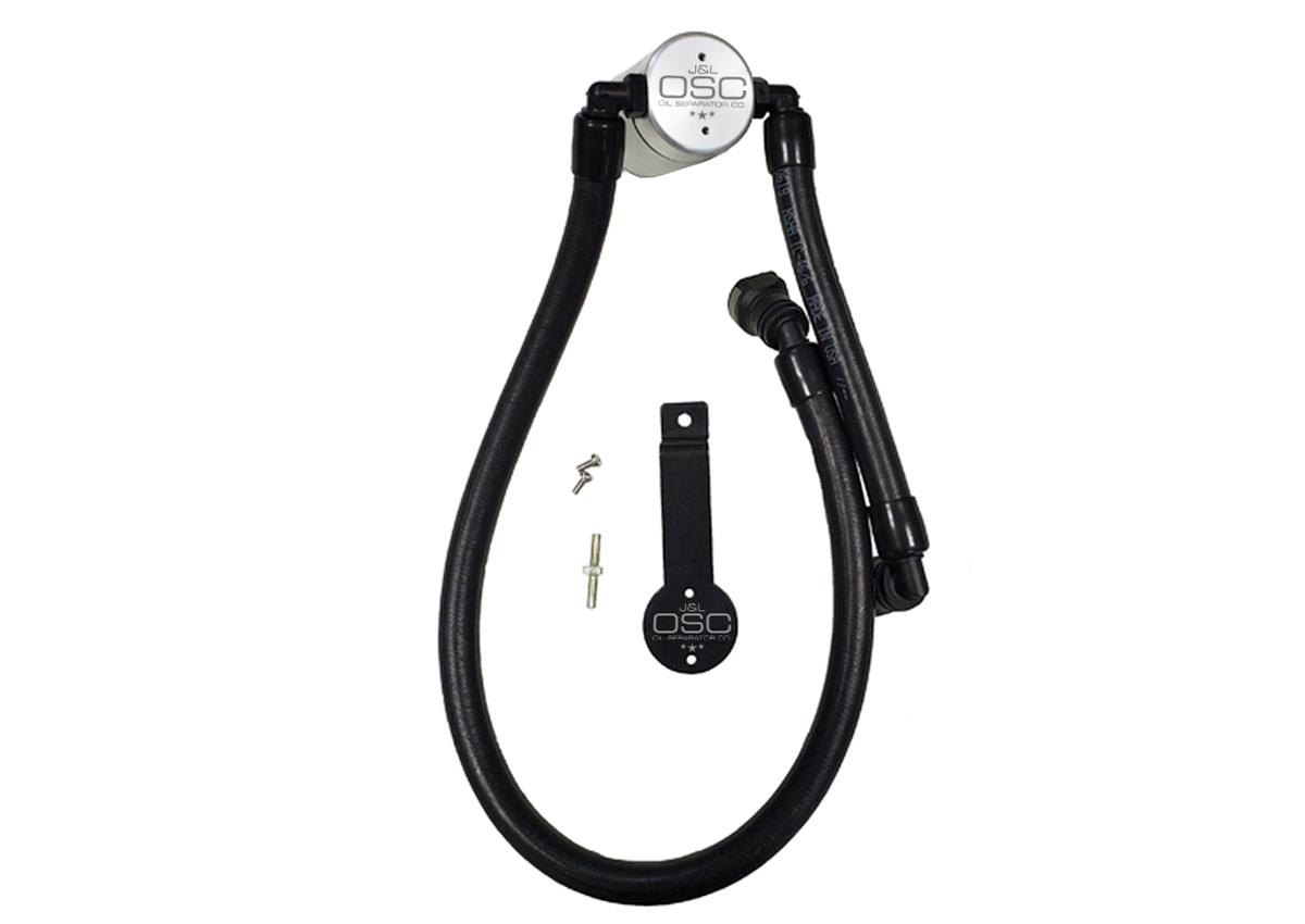J&L Oil Separator 3.0 Passenger Side 2011-14 Mustang GT/12-13 Boss 302 Remote Mount - Clear Anodized thumbnail 2