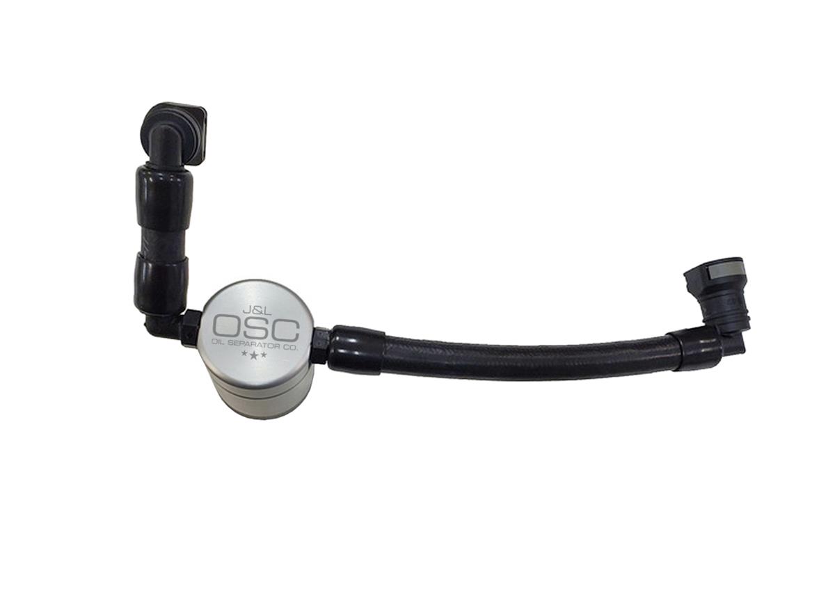 J&L 11-17 Ford Mustang V6 Passenger Side Oil Separator 3.0 V2 - Clear Anodized thumbnail 2