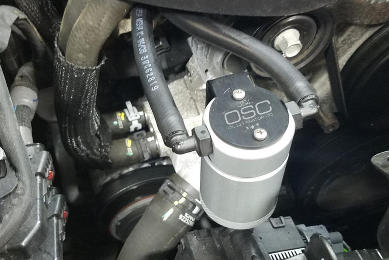 J&L 16-17 Chevrolet SS 6.2L Passenger Side Oil Separator 3.0 - Clear Anodized thumbnail 2
