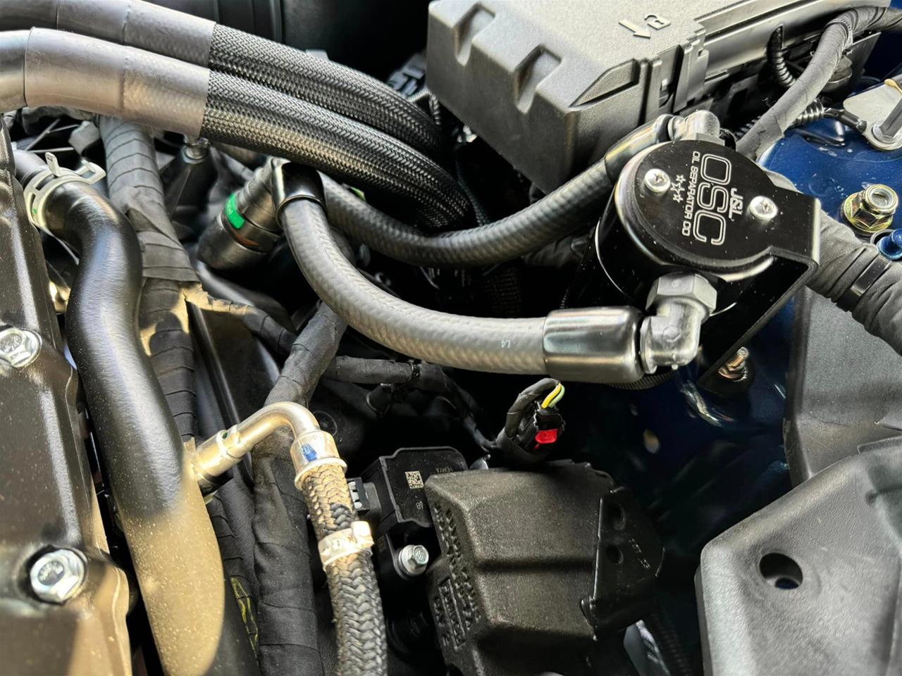 J&L 24-25 Ford Mustang GT w/ Whipple Supercharger Oil Separator 3.0 PCV Side - Black Anodized thumbnail 2